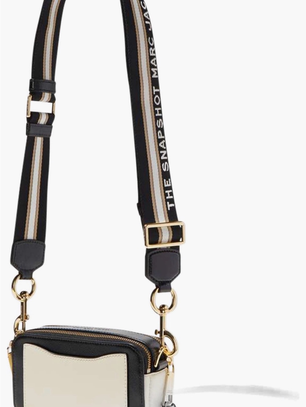 Marc Jacobs Cream Snapshot Camera Crossbody with Striped Black Strap - Picture 9 of 9